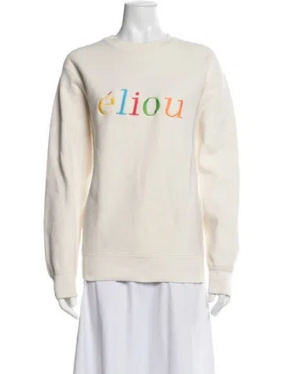 Pre-owned Eliou Graphic Print Crew Neck Sweatshirt In Neutrals