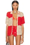 Eliou Kaleo Button Down Top In Red