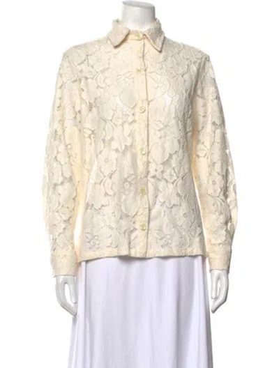 Pre-owned Eliou Lace Pattern Long Sleeve Top In Neutrals