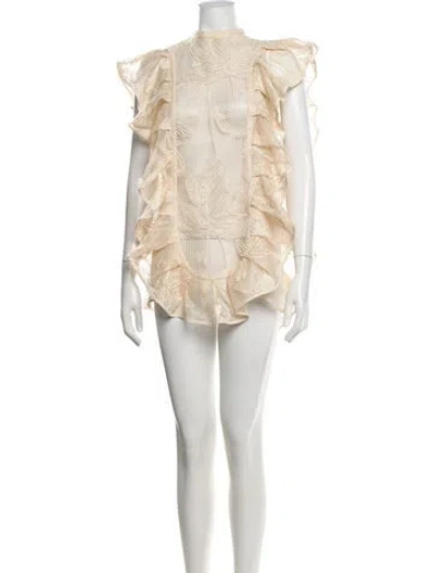 Pre-owned Eliou Lace Pattern Mini Dress In Neutrals