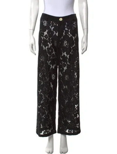 Pre-owned Eliou Lace Pattern Wide Leg Pants In Black