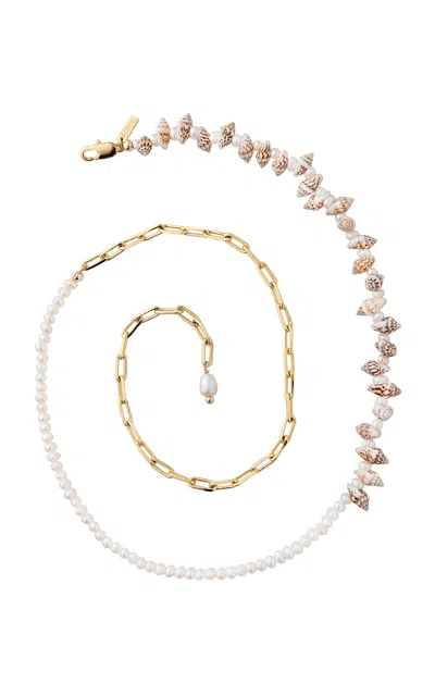 Eliou Lola Handmade 14k Gold-plated Pearl; Shell Anklet