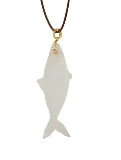 Pre-owned Eliou Nina Wrap Fish Pendant Necklace, 60" In Brown