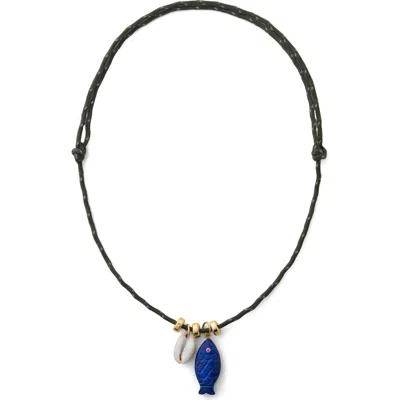 Eliou Éliou Ollie Multipendant Cord Necklace In Olive/blue