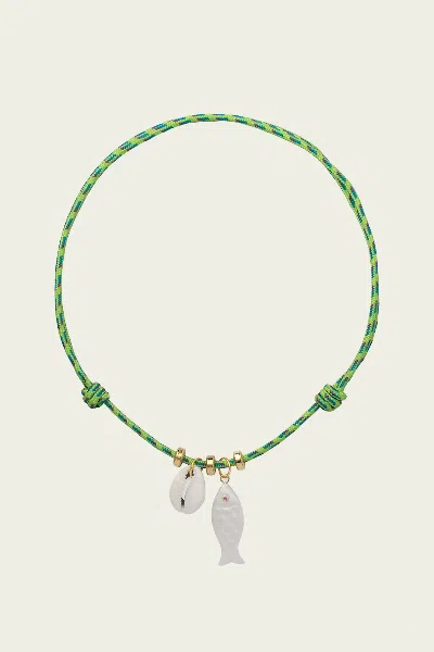 Eliou Ollie Necklace In Light Green In Gold