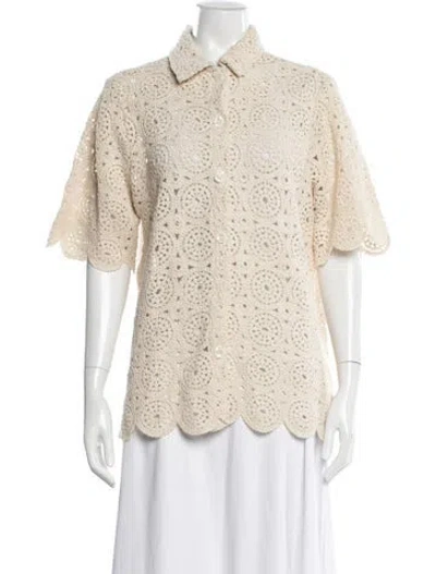 Pre-owned Eliou Patterned Short Sleeve Top W/ Tags In Neutrals