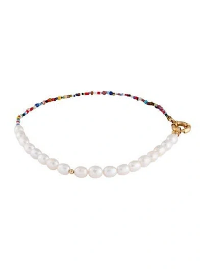 Pre-owned Eliou Pearl & Glass Bead Thasos Beaded Necklace, 18.25" In Multicolor