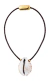 Eliou Recife Gold-plated Shell And Leather Necklace In Brown