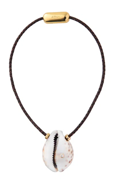 Eliou Recife Gold-plated Shell And Leather Necklace In Black