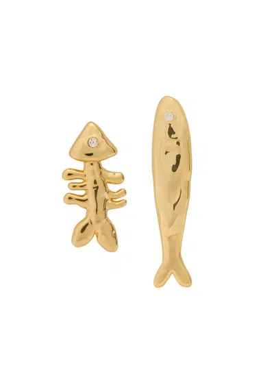 Eliou Sardine And Fishbone 18kt Gold-plated Drop Earrings