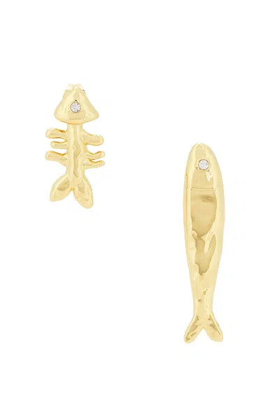 Eliou Sardine And Fishbone Earrings In Gold
