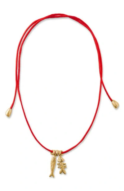 Eliou Éliou Sardine & Fishbone Necklace In Gold