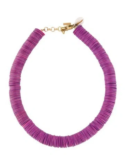 Pre-owned Eliou Shell & Vinyl Disc Collar Necklace, 17.5" In Multi