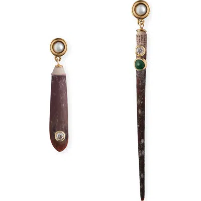 Eliou Éliou Spina Mismatched Drop Earrings In Gold