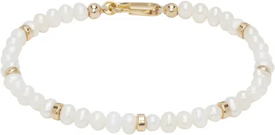 Eliou Ssense Exclusive White & Gold Lim Bracelet In Pearl