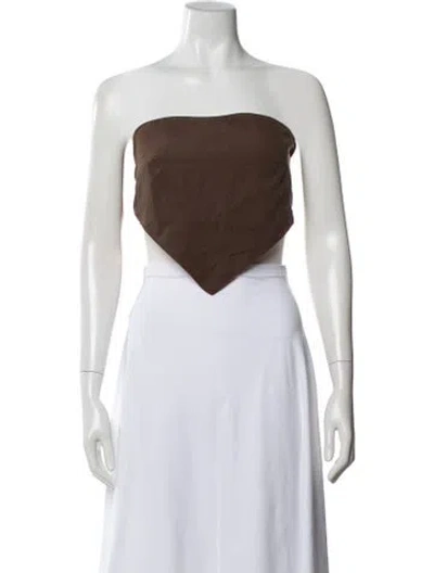 Pre-owned Eliou Strapless Crop Top In Brown/orange