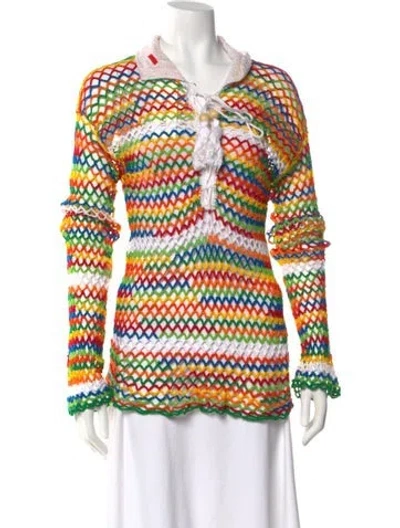 Pre-owned Eliou Striped Long Sleeve Top In Red