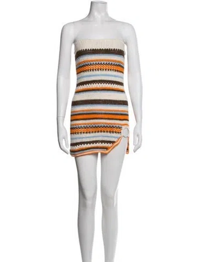 Pre-owned Eliou Striped Mini Dress W/ Tags In White