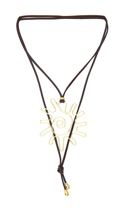 Eliou Sun Wrap Necklace In Brown & Clear