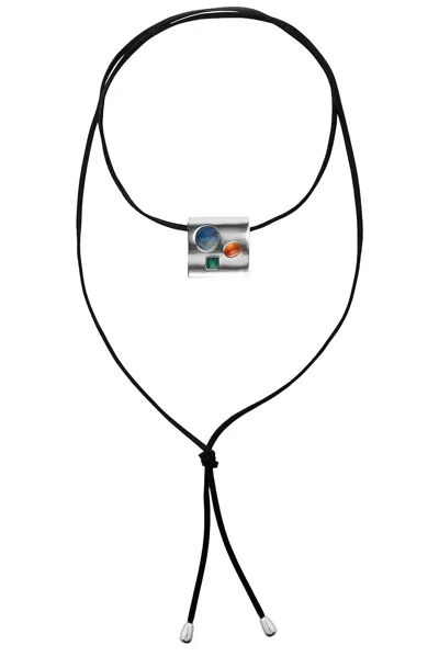Eliou Tamayo Wrap Necklace In Silver  Lapis Lazuli  Carnelian  & Malac