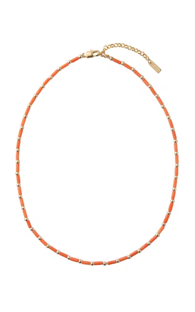 Eliou Tayo 14k Yellow Gold Beaded Necklace In Orange