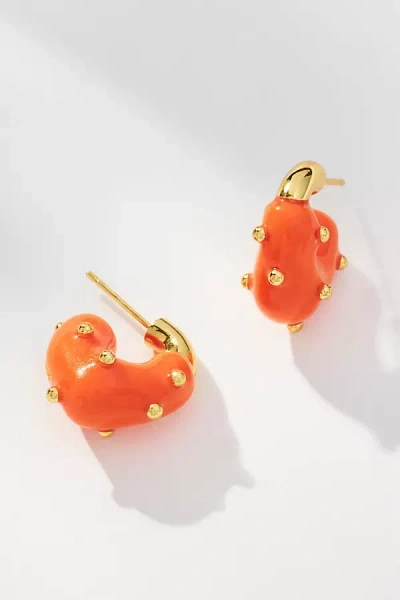 Eliou Éliou Theo Dotted Huggie Earrings In Orange