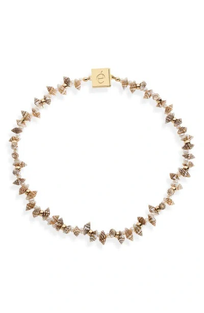 Eliou Tubi Shell & Freshwater Pearl Necklace In Tiger Nassa Shell