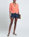 Elisa Cavaletti By Daniela Dallavalle Woman Blazer Orange Size 6 Linen, Cotton, Elastane, Viscose, M
