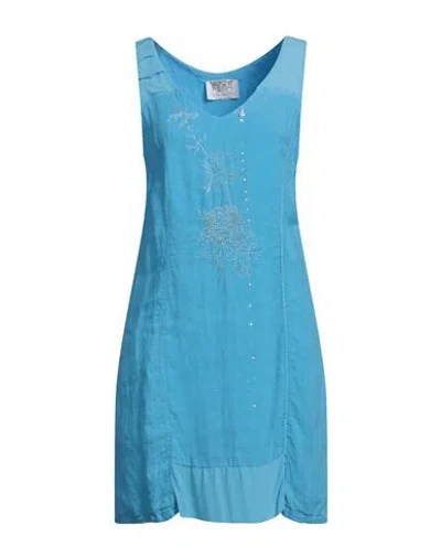 Elisa Cavaletti By Daniela Dallavalle Woman Midi Dress Azure Size 6 Linen, Viscose In Blue