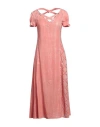 Elisa Cavaletti By Daniela Dallavalle Woman Midi Dress Coral Size 4 Linen, Viscose, Elastane In Red