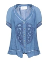 Elisa Cavaletti By Daniela Dallavalle Woman Shirt Light Blue Size 6 Linen, Viscose, Elastane In Blue