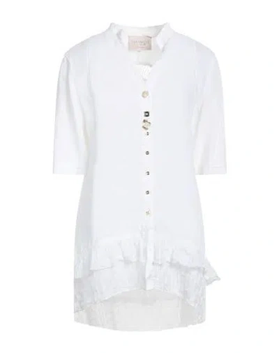 Elisa Cavaletti By Daniela Dallavalle Woman Shirt White Size S Linen, Metallic Fiber, Viscose, Polya
