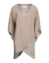 Elisa Cavaletti By Daniela Dallavalle Woman Top Khaki Size 4 Linen, Polyamide, Polyester In Beige