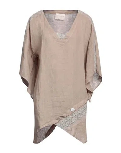 Elisa Cavaletti By Daniela Dallavalle Woman Top Khaki Size 4 Linen, Polyamide, Polyester In Beige