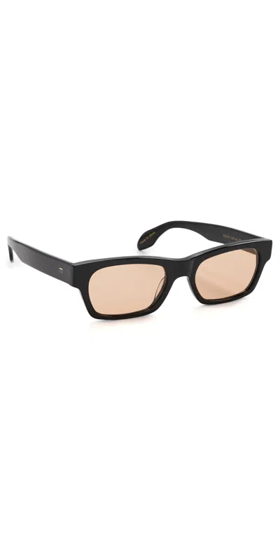 Elisa Johnson Alix Sunglasses Gloss Black Amber Lens