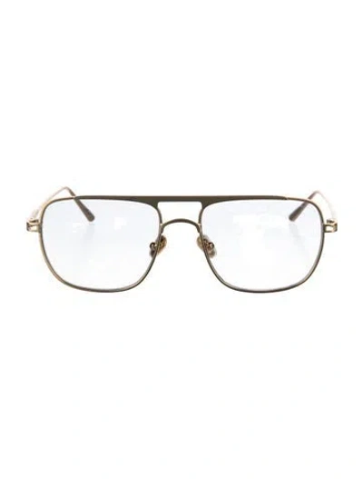 Pre-owned Elisa Johnson Aviator Clear Sunglasses In Metallic/silver