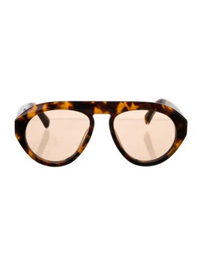 Pre-owned Elisa Johnson Aviator Tinted Sunglasses In Brown