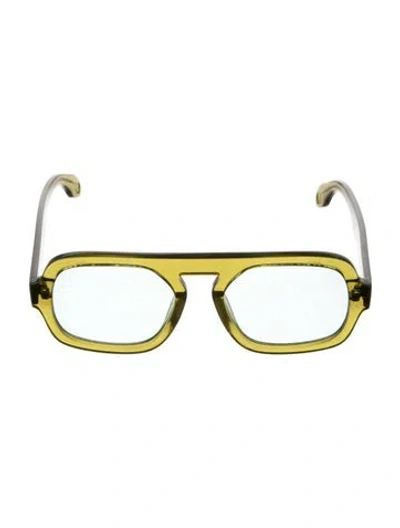 Pre-owned Elisa Johnson Aviator Tinted Sunglasses In Green