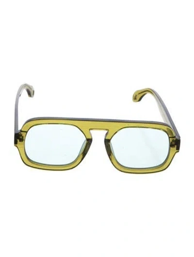 Pre-owned Elisa Johnson Aviator Tinted Sunglasses In Green
