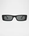 Elisa Johnson Flynn Glossy Acetate Rectangle Sunglasses In Gloss Black