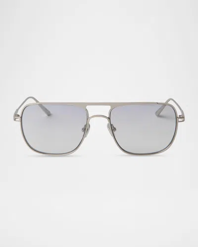 Elisa Johnson Jane Metal Aviator Sunglasses In Silver