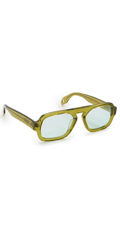 Elisa Johnson Jane Mini Sunglasses Olive Green