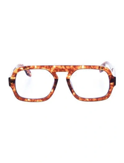 Pre-owned Elisa Johnson Jane Square Eyeglasses In Brown