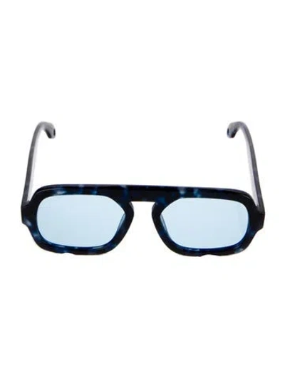 Pre-owned Elisa Johnson Jane Square Sunglasses In Blue