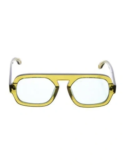 Pre-owned Elisa Johnson Jane Square Sunglasses In Clear/green