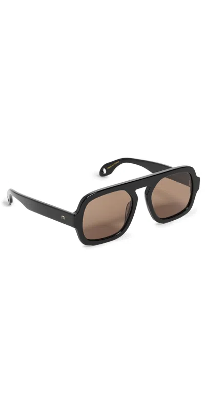 Elisa Johnson Jane Sunglasses Gloss Black Dark Brown Lens