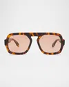 Elisa Johnson Jane Tortoise Acetate Aviator Sunglasses In Brown Tortoise Maroon