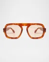 Elisa Johnson Jane 54mm Flat Top Navigator Sunglasses In Light Brown Tortoise
