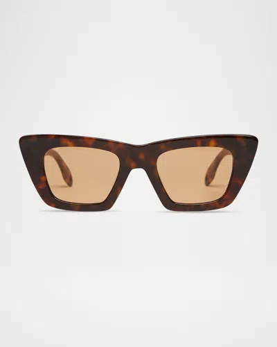 Elisa Johnson Lori Tortoise-print Cat-eye Sunglasses In Brown