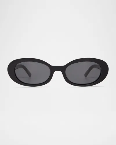 Elisa Johnson Lyric Leigh Oval Acetate Sunglasses In Gloss Black